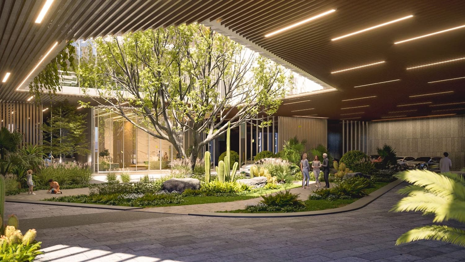 Lush Central Courtyard & Green Podium