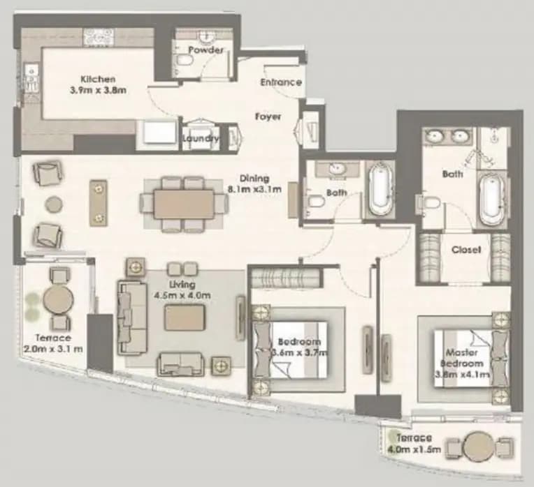 DXB Creek Residences 2 Bedroom