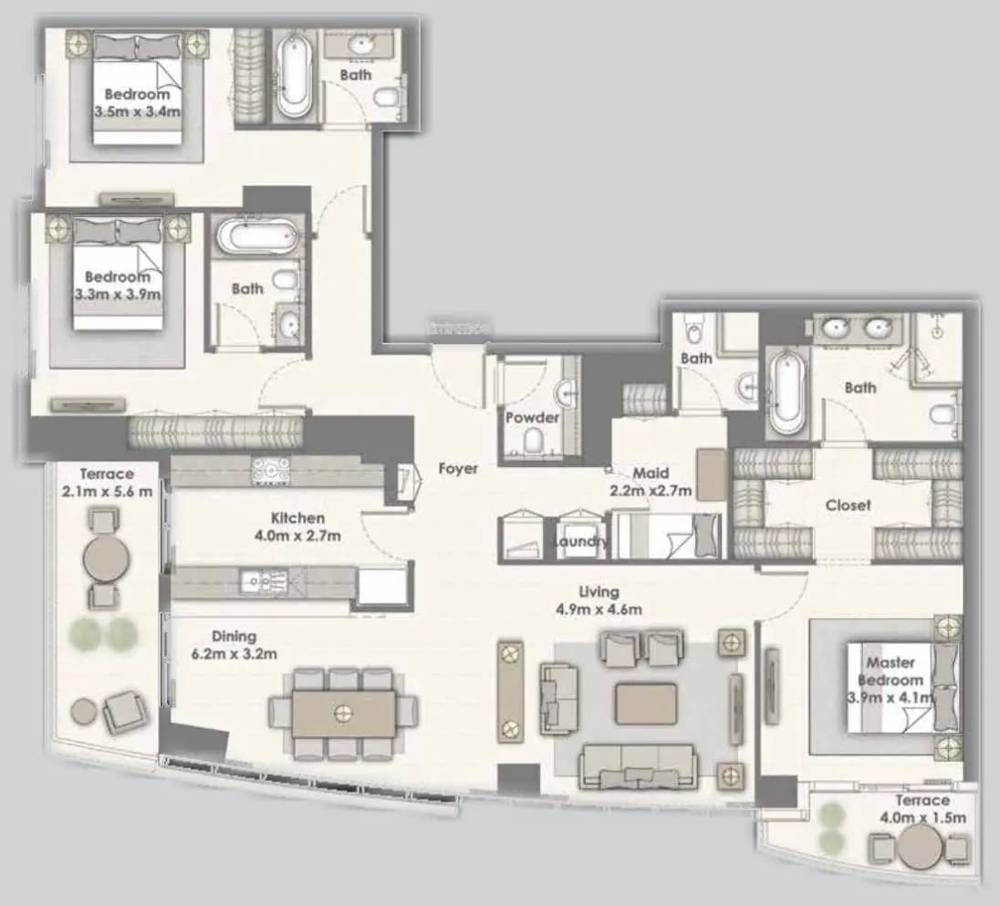 DXB Creek Residences 3 Bedroom