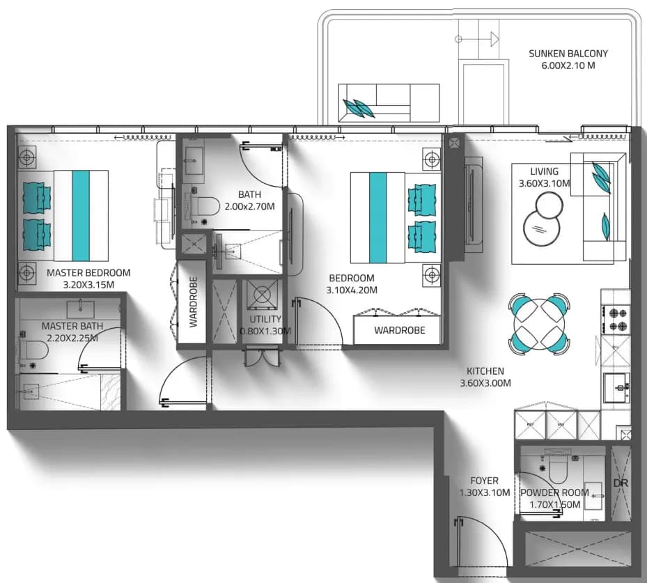 Reef 998 2 Bedroom