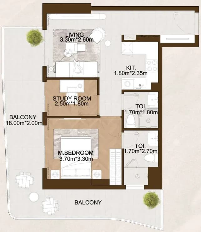 Sports View 2 1 Bedroom