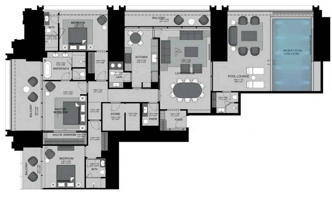 Burj Binghatti Jacob and Co Residences 3 Bedroom
