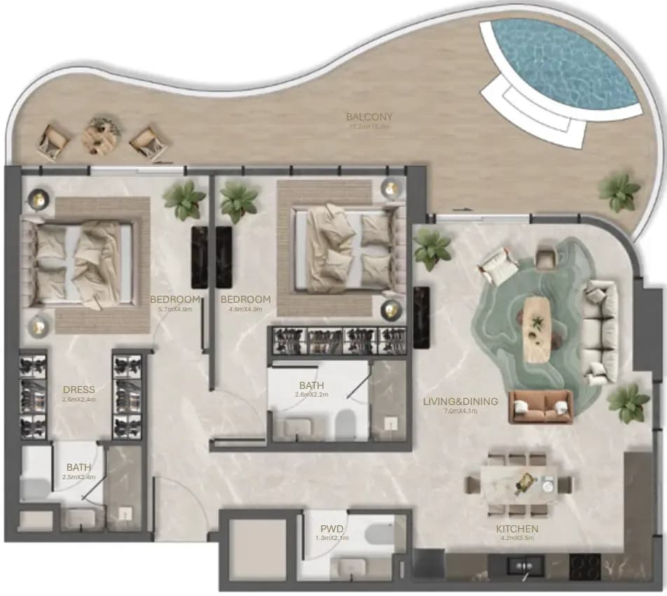 La Perla 2 Bedroom