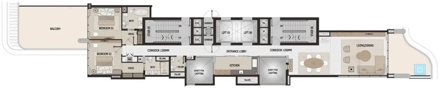 Vitalia Palm Jumeirah Residences 2 Bedroom