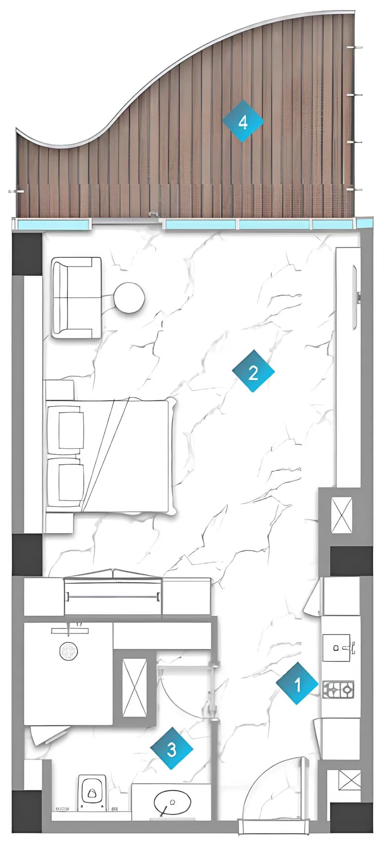 Aqua Arc 0 Bedroom