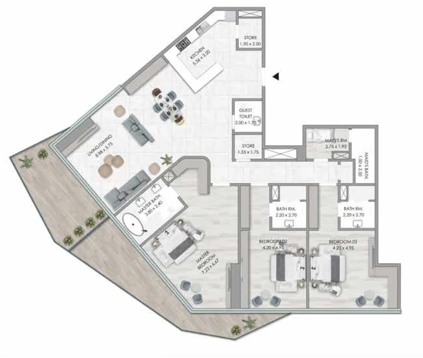 Habtoor Grand Residences 3 Bedroom
