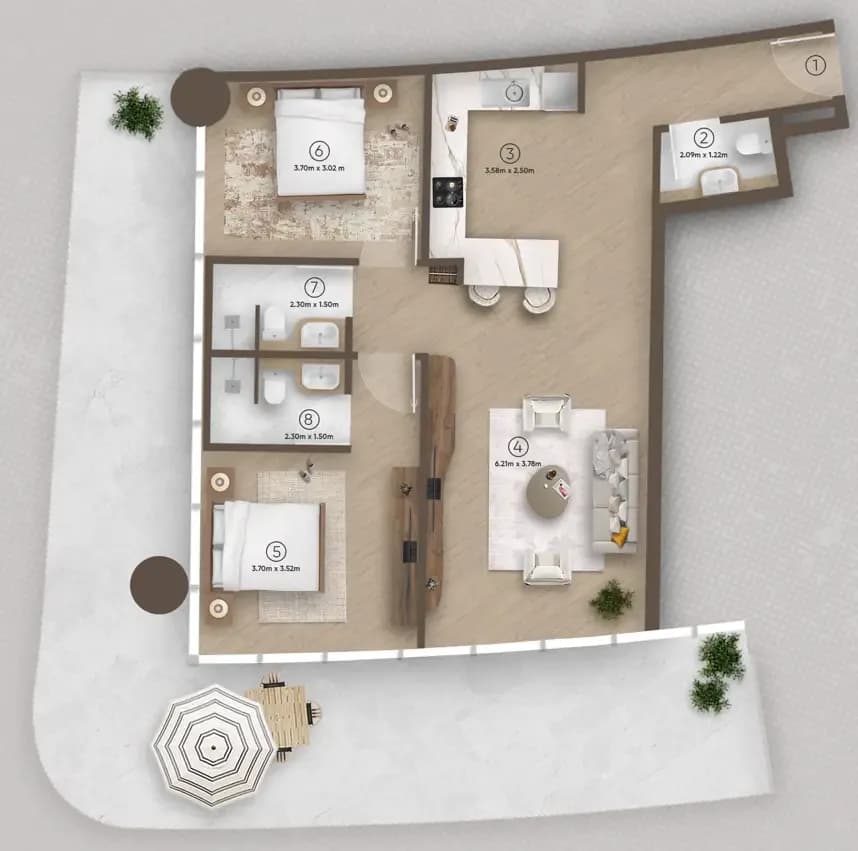 Azure by Lapis 2 Bedroom