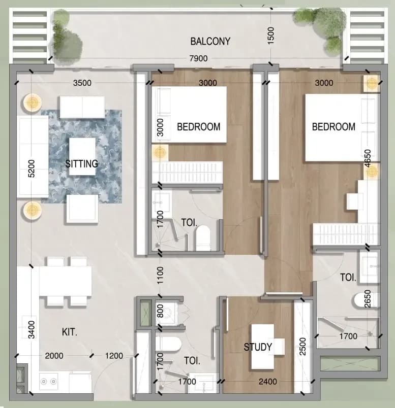 Oasis Residences 2 Bedroom