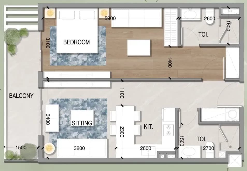 Oasis Residences 1 Bedroom