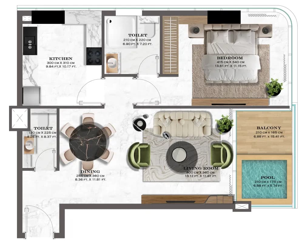 Lazord by Lapis Phases 1 and 2 1 Bedroom