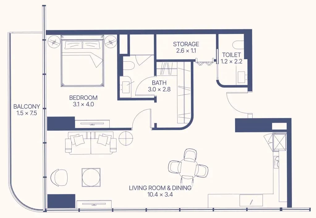 Gianfranco Ferre Residences 1 Bedroom