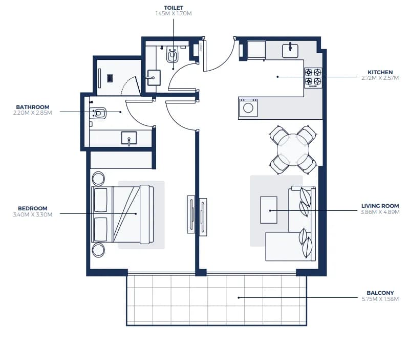Adeba Azizi Residence ( Creek Views 3) 1 Bedroom