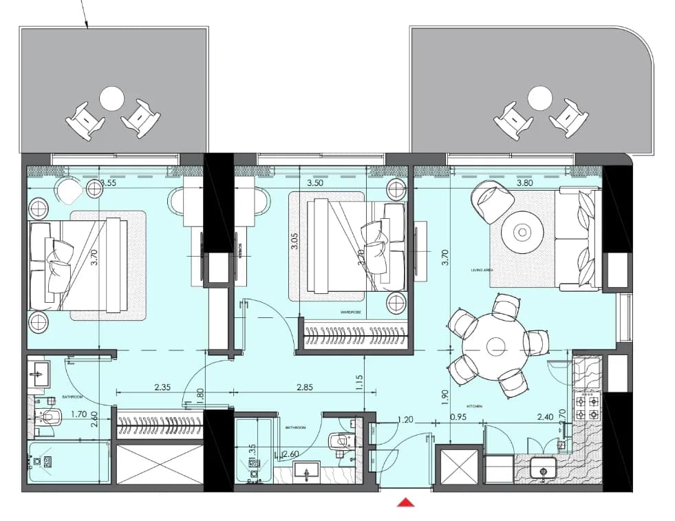 Azizi Wasel 2 Bedroom