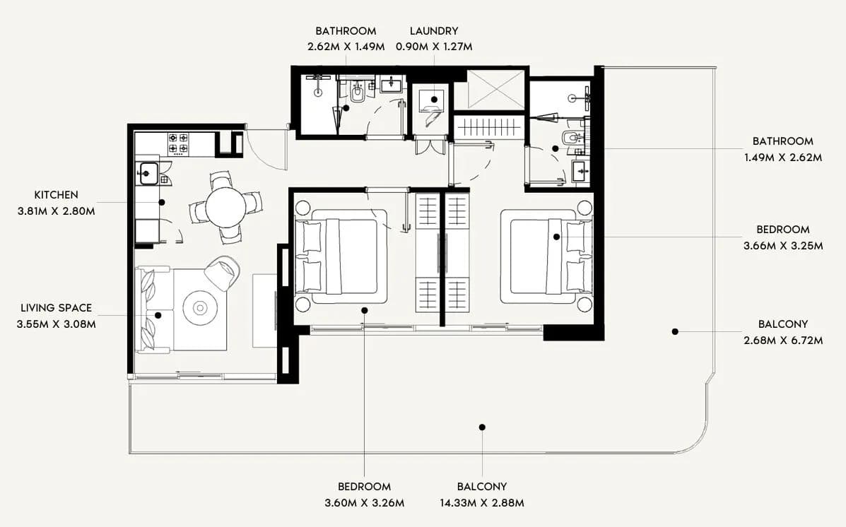 Azizi David 2 Bedroom