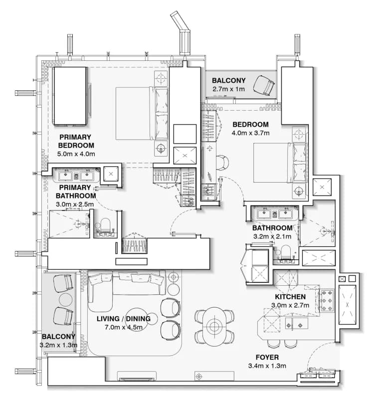 Burj Azizi 2 Bedroom