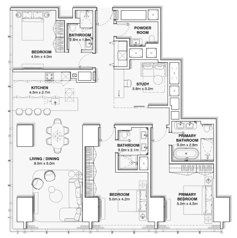 Burj Azizi 3 Bedroom