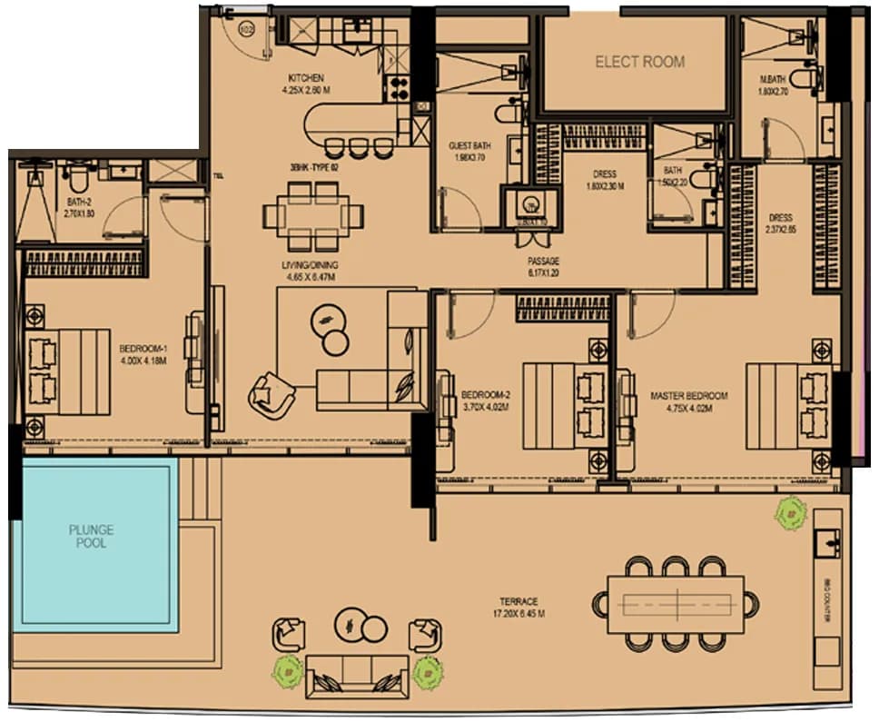 Rabdan Gates 3 Bedroom