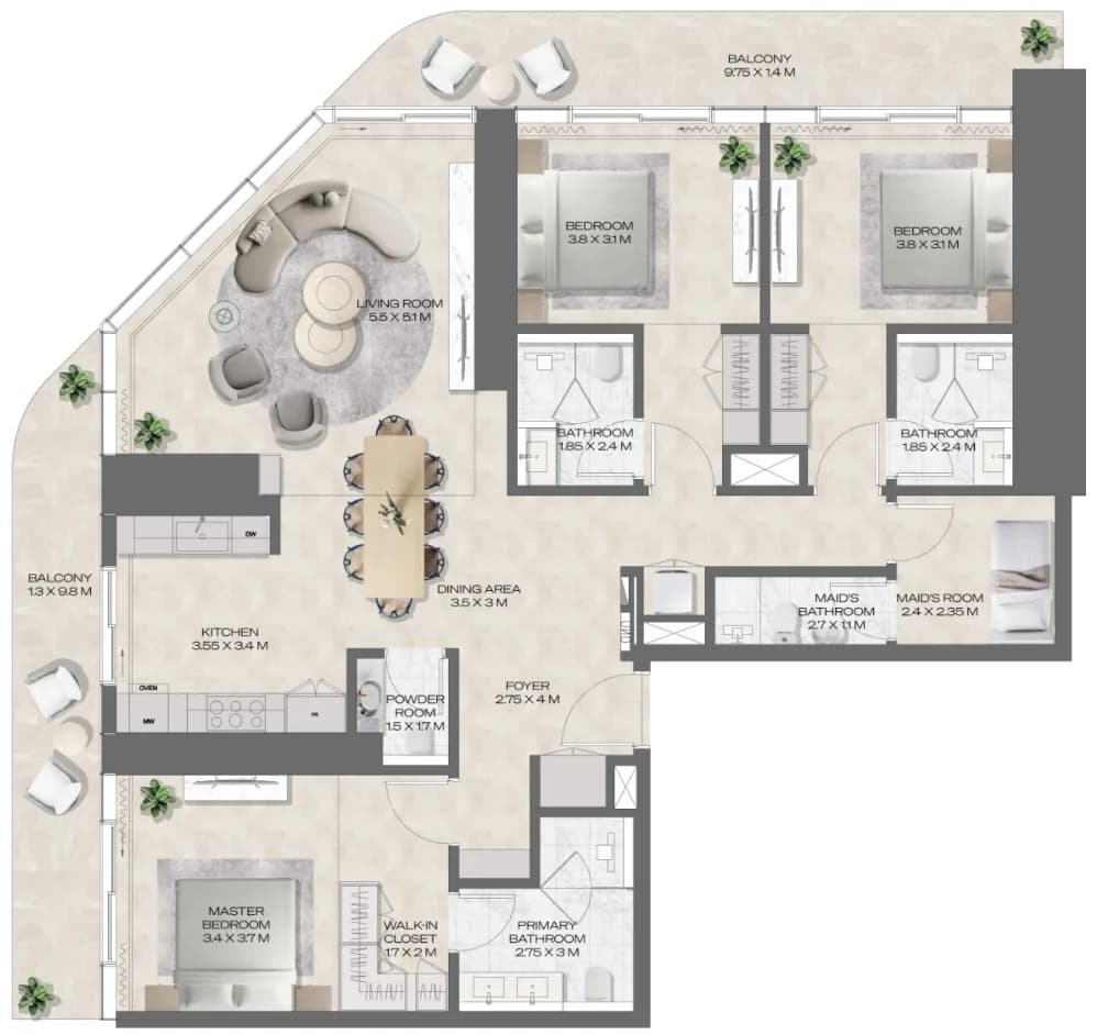 DWTN Residences 3 Bedroom