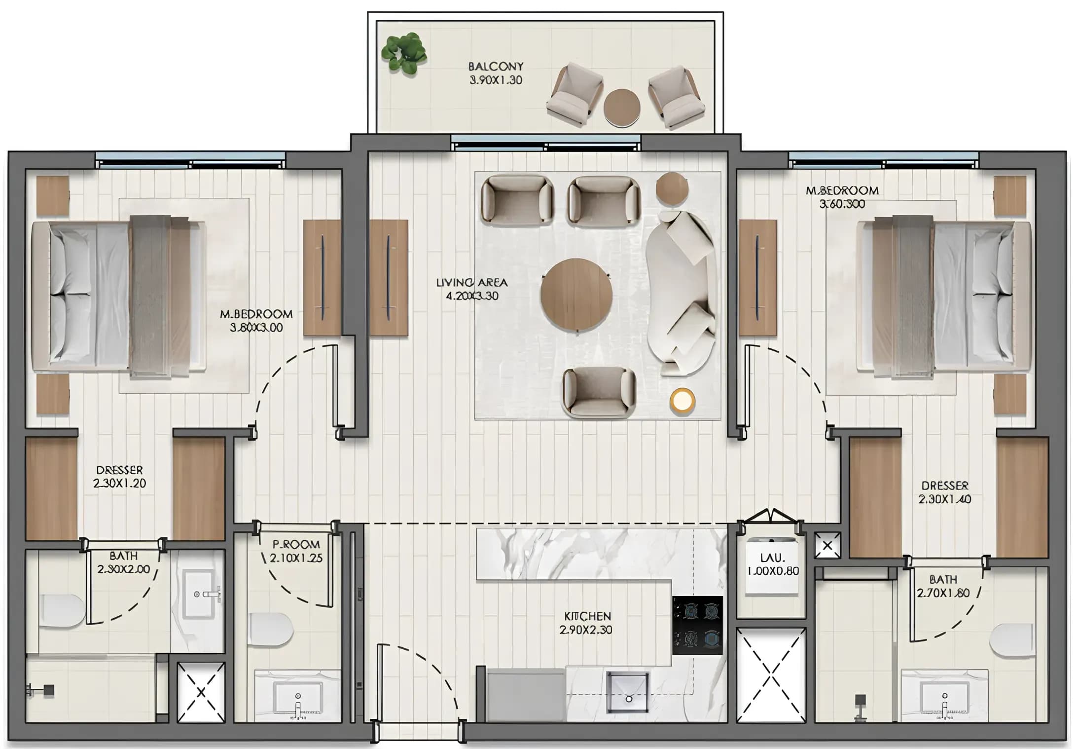 Evelyn on the Park 2 Bedroom