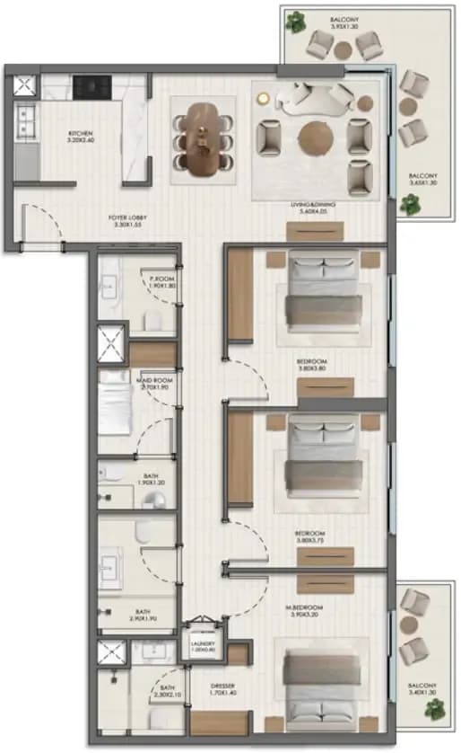Evelyn on the Park 3 Bedroom