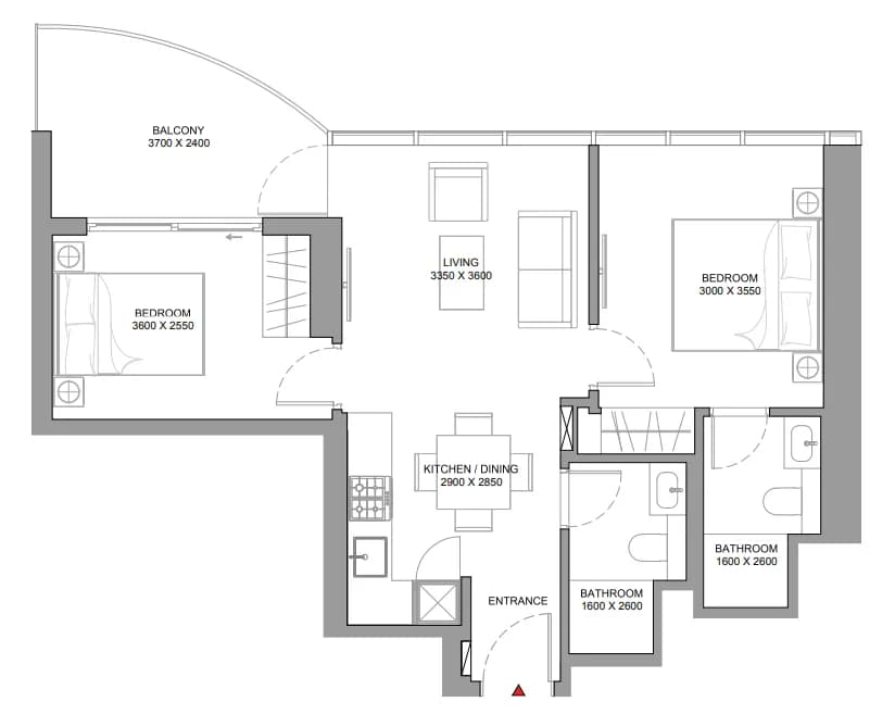 Sobha Aquamont 2 Bedroom