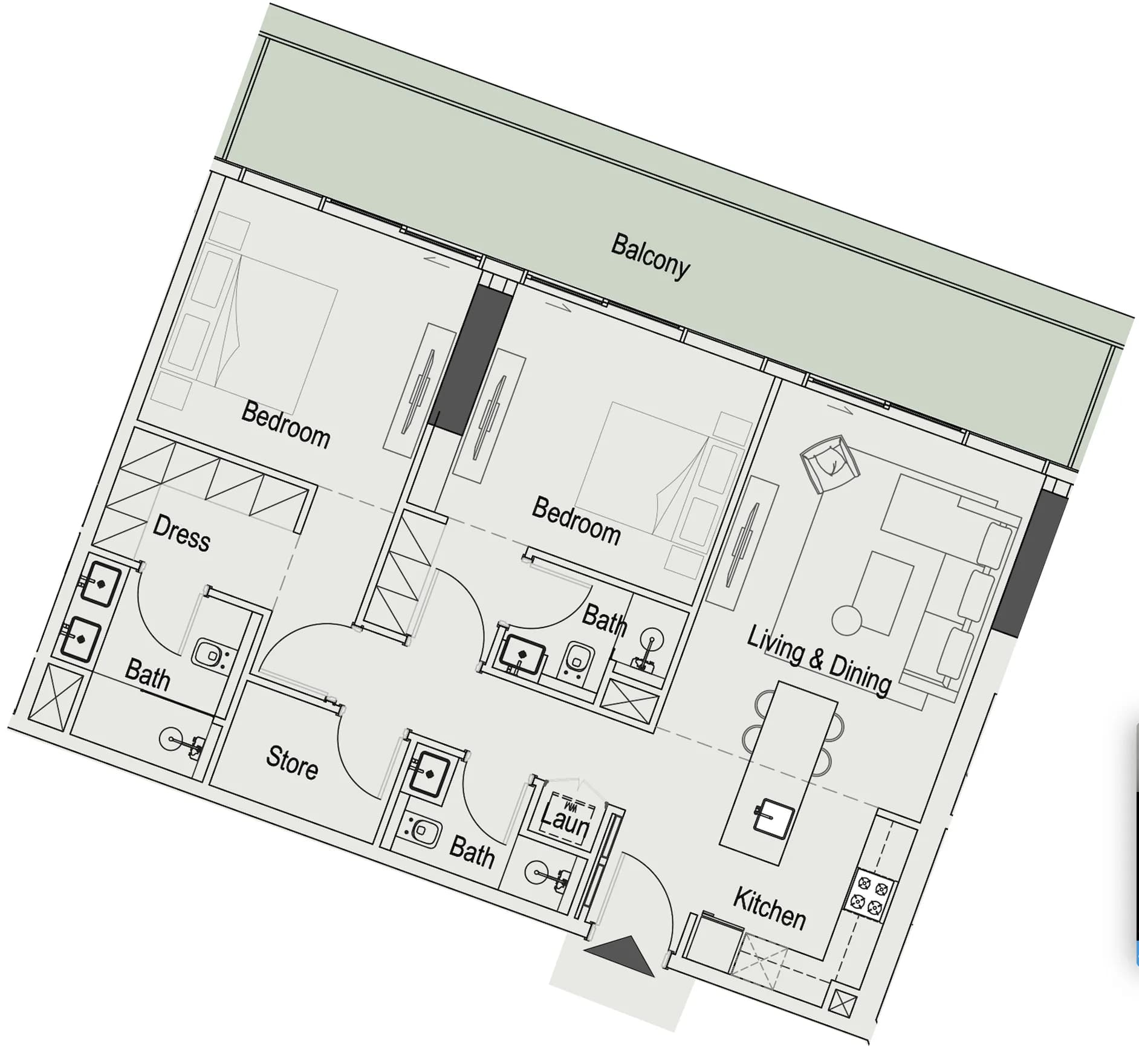 15 Cascade Featured by Versace Ceramics 2.5 Bedroom
