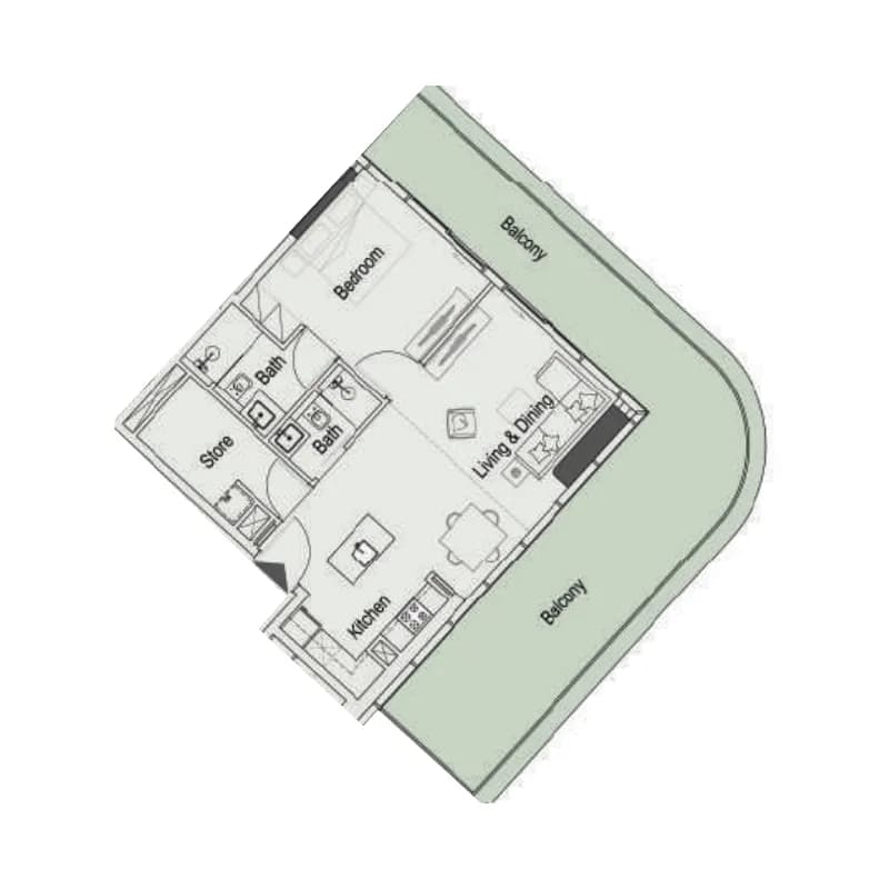 15 Cascade Featured by Versace Ceramics 1.5 Bedroom
