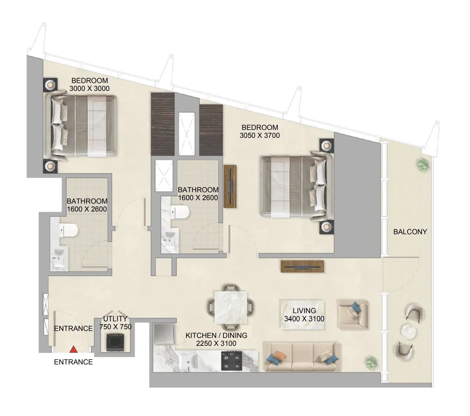 The Mirage at Sobha Central 2 Bedroom