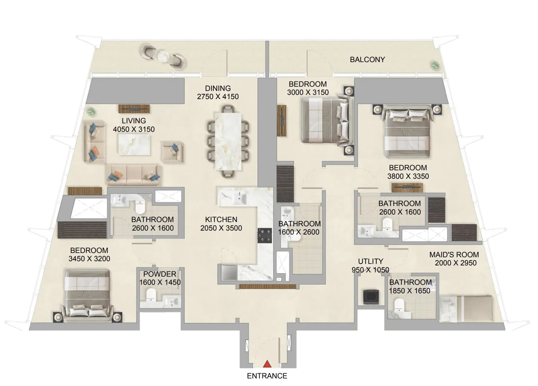 The Mirage at Sobha Central 3 Bedroom