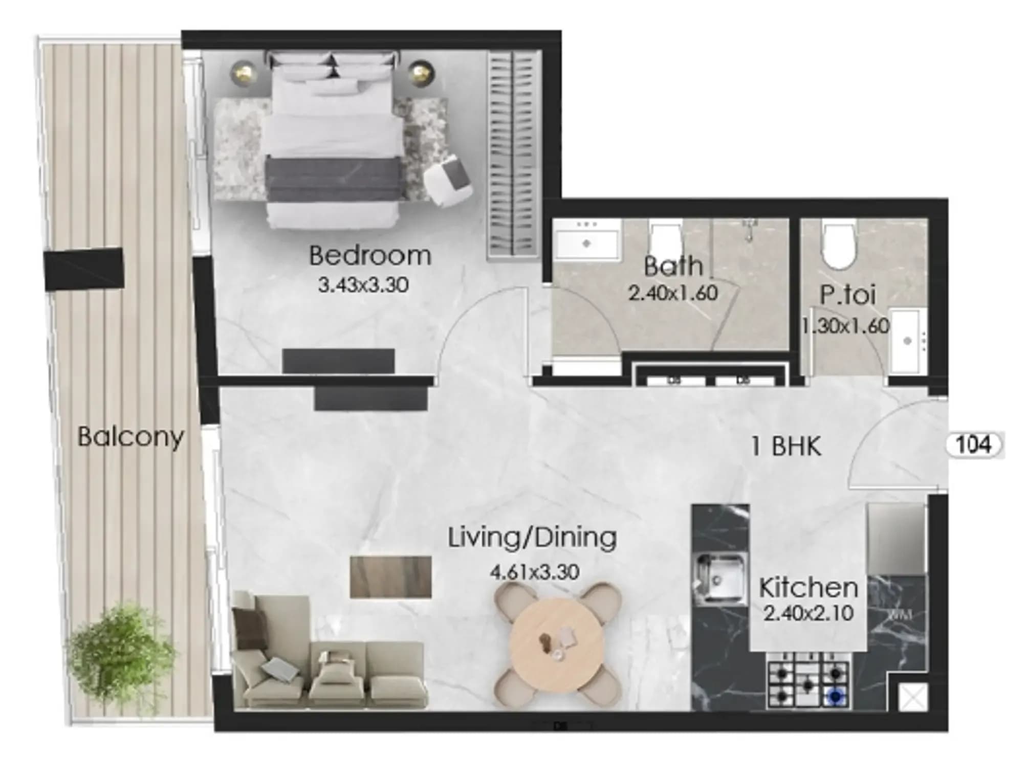 Aristo 1 Bedroom