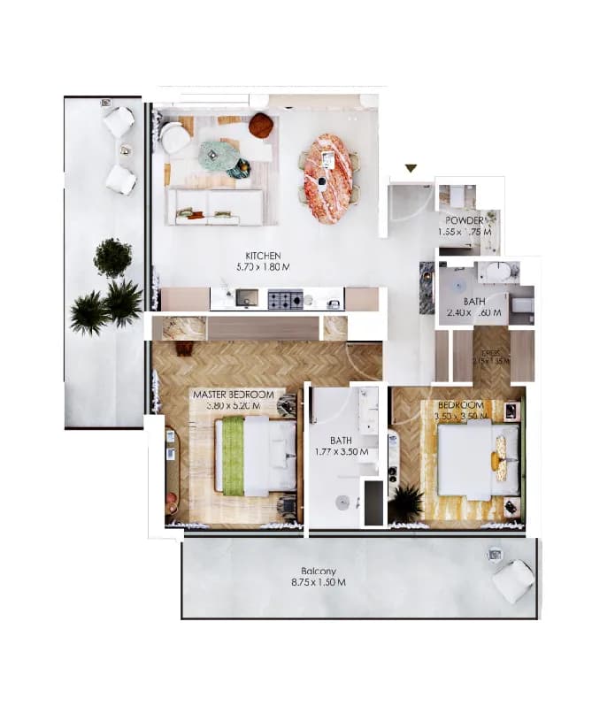 Rabdan Square 2 Bedroom