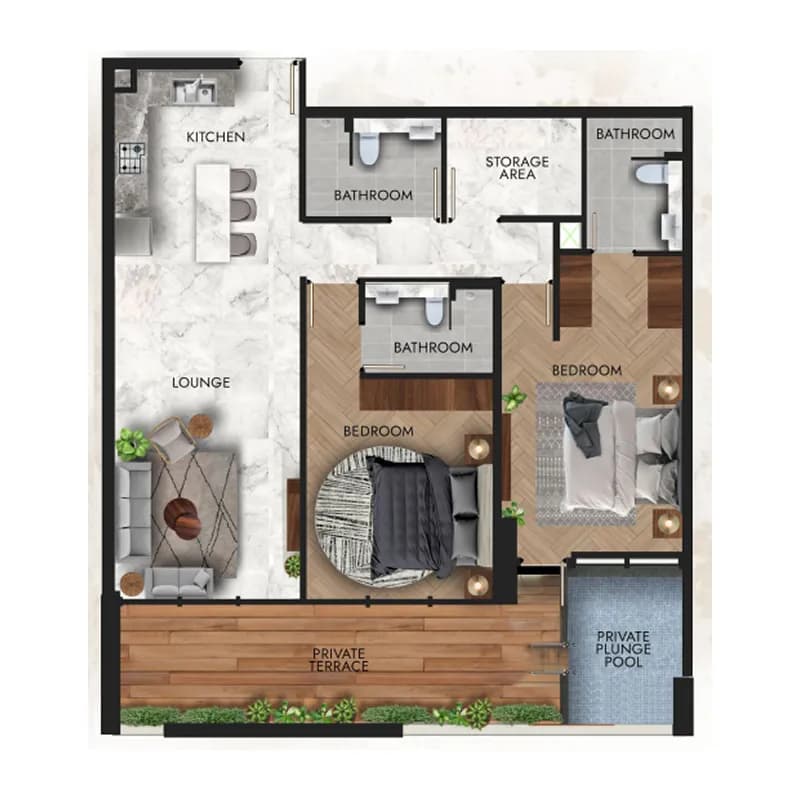 Lucky Royale Residence 2 Bedroom