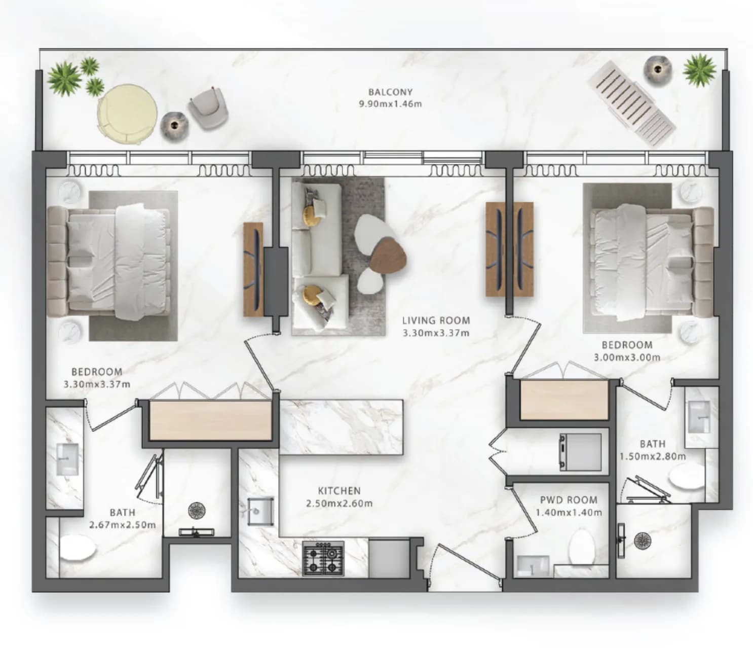 One Central 2 Bedroom