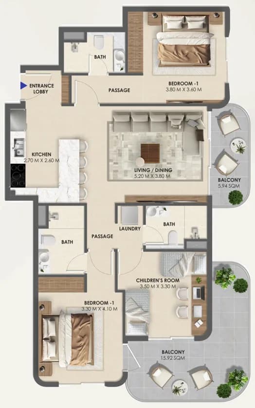 Vivida Residences 3 Bedroom
