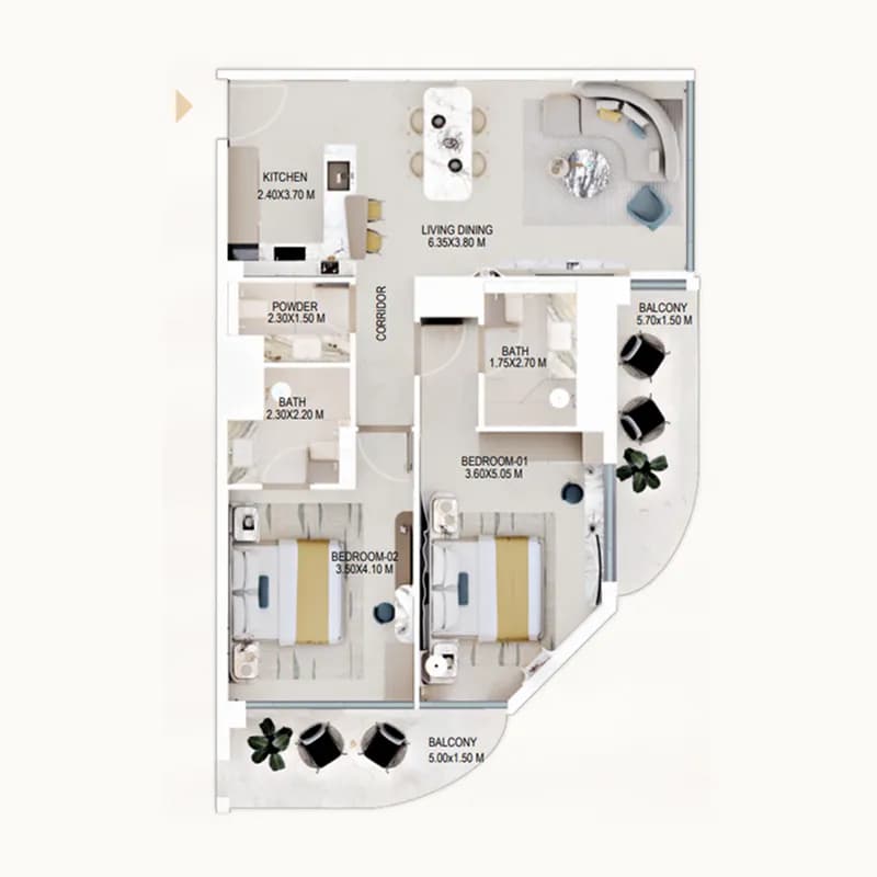 Rabdan Gardens 2 Bedroom