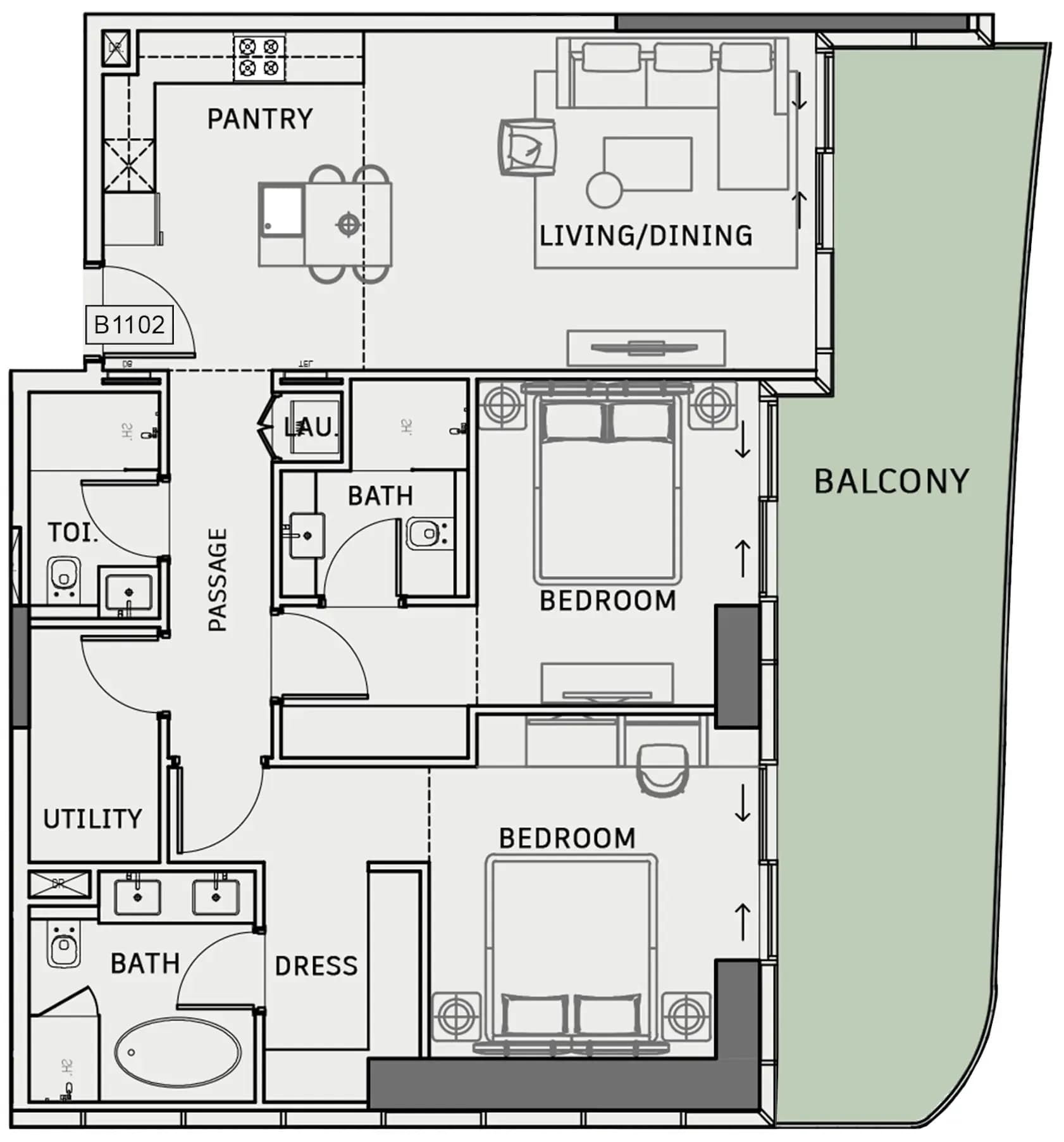 One Sky Park 2 Bedroom