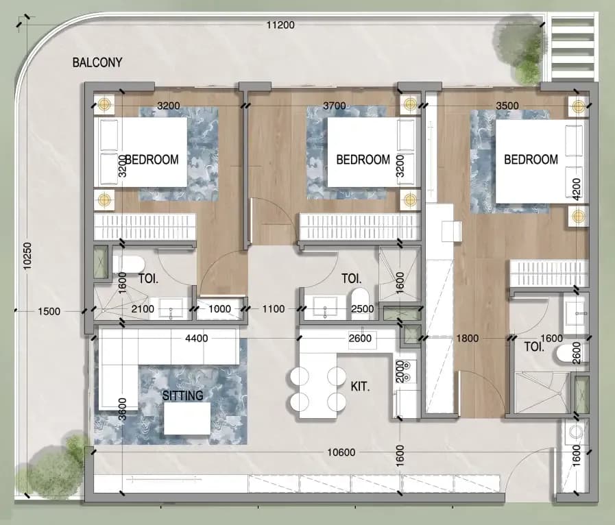 Oasis Residences 3 Bedroom