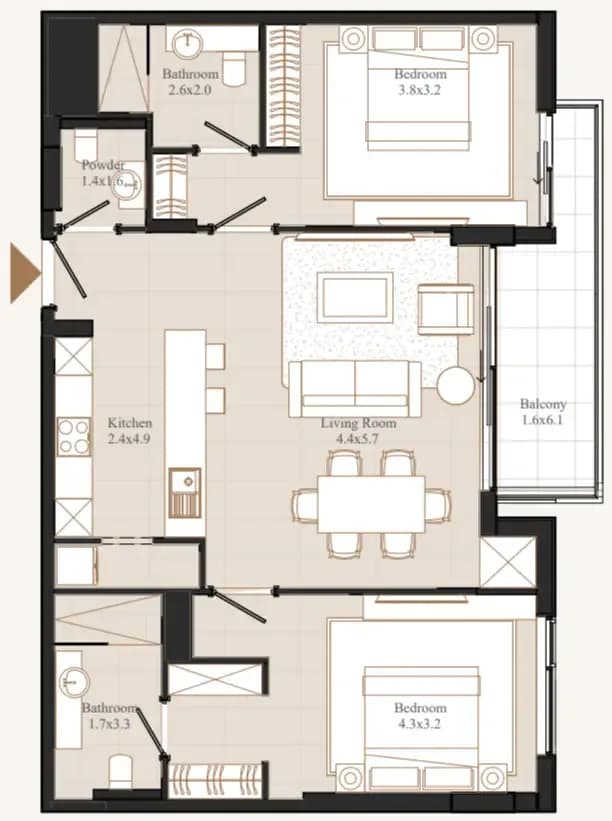 Flamingo LUX 2 Bedroom