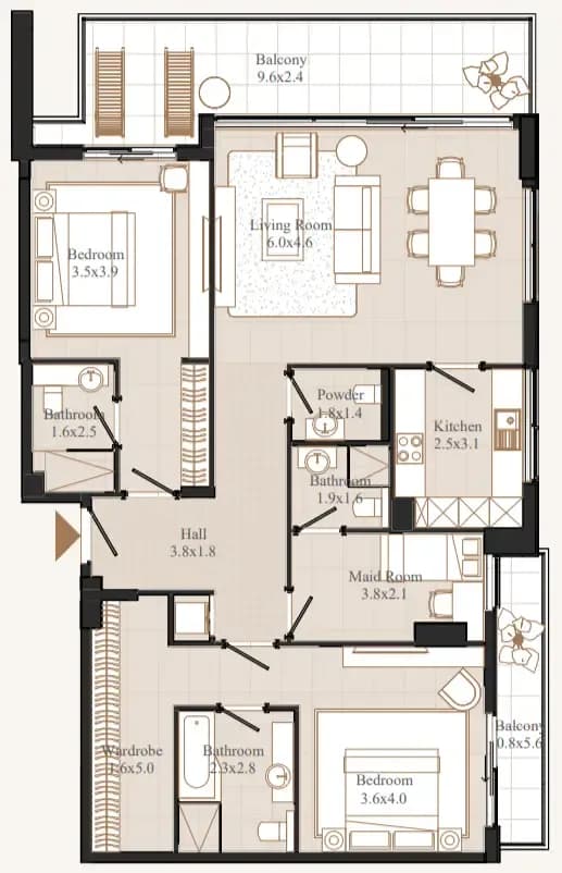 Flamingo LUX 2.5 Bedroom
