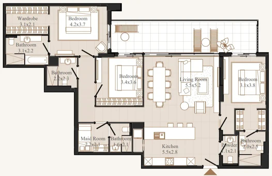 Flamingo LUX 3.5 Bedroom