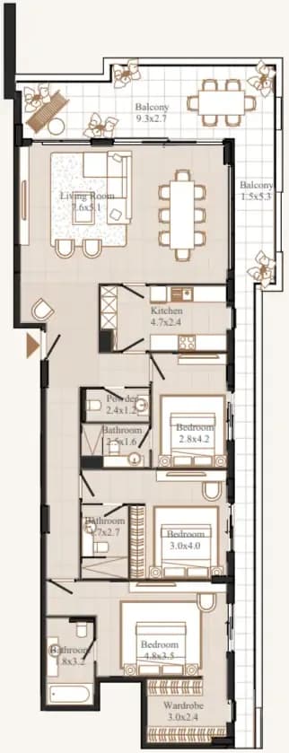 Flamingo LUX 3.5 Bedroom