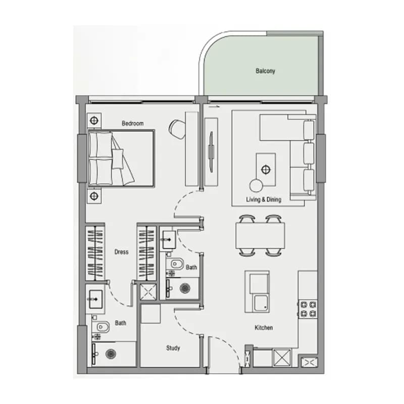 Oxford Cove by Iman 1.5 Bedroom