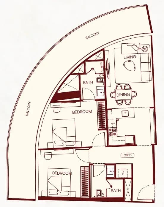 Binghatti Skyflame 2 Bedroom