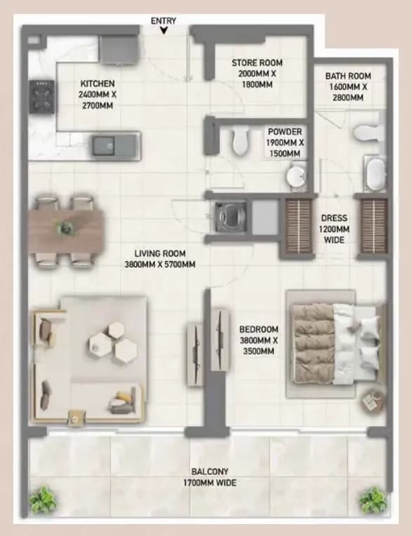 Blossom 40 1.5 Bedroom