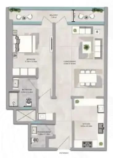 Amwaj Tower 1 Bedroom