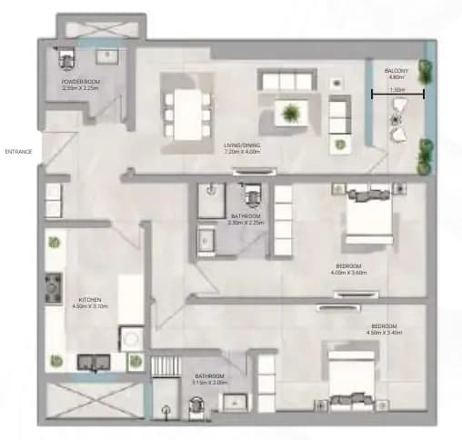 Amwaj Tower 2 Bedroom