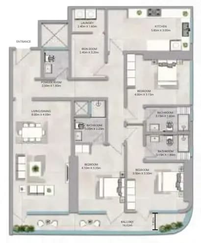 Amwaj Tower 3 Bedroom