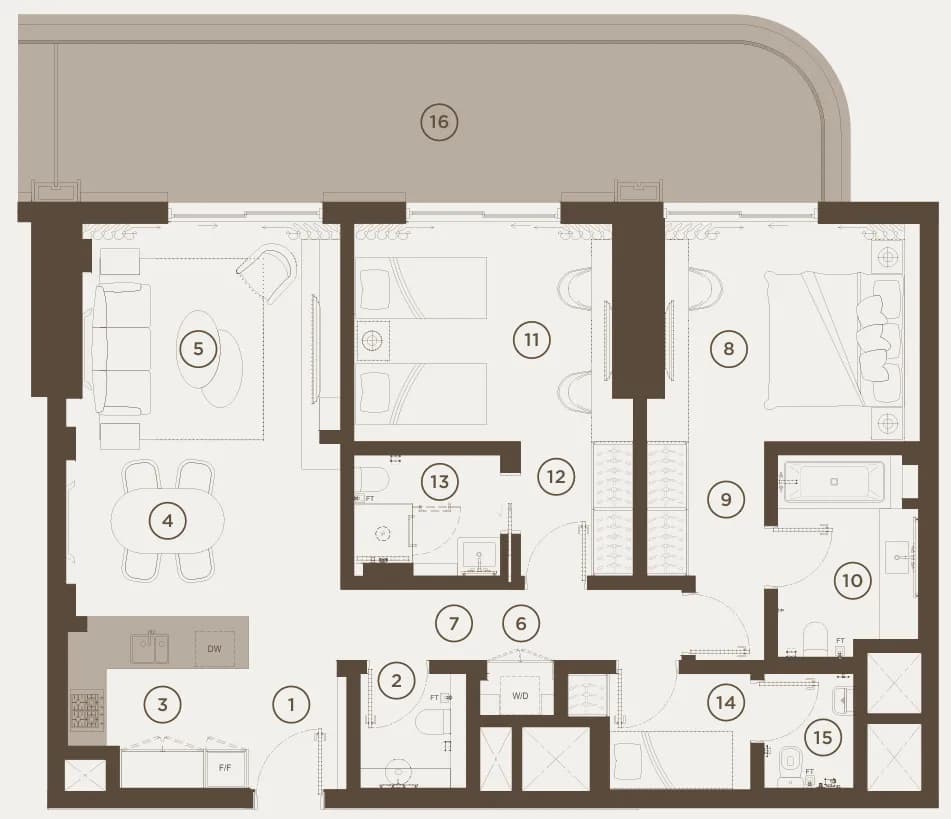 Rixos Al Reem Residences 2 Bedroom