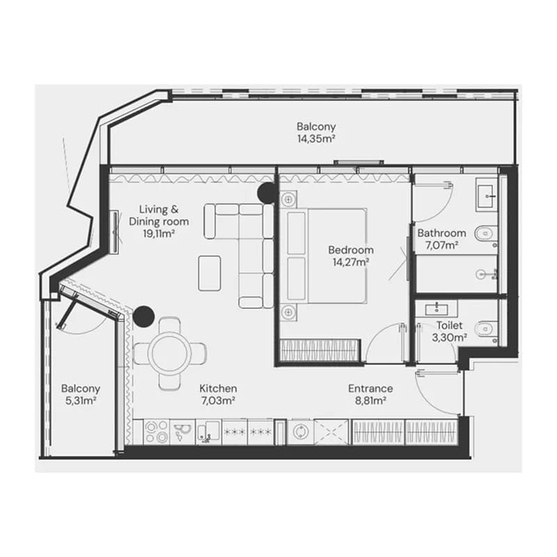 John Richmond Residences 1 Bedroom