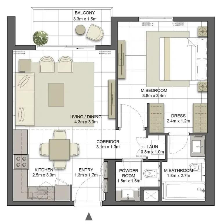 Crystal Residences Tower 2 1 Bedroom